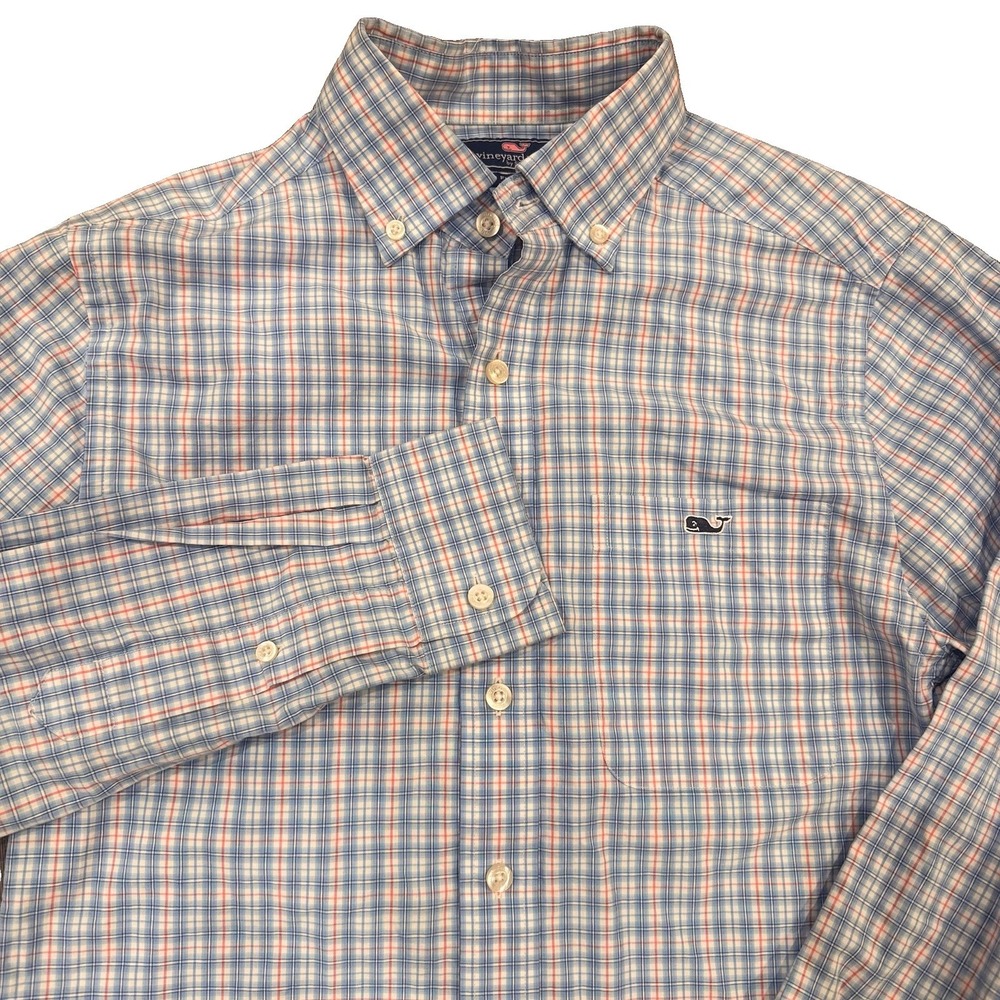 Vineyard Vines Slim Fit Tucker Shirt Men's XS Blue Plaid Cotton Button Down